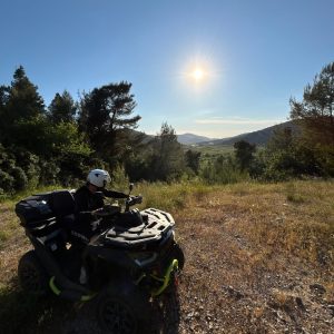 Quad bikes at a scenic viewpoint on a Korčula quad tour
