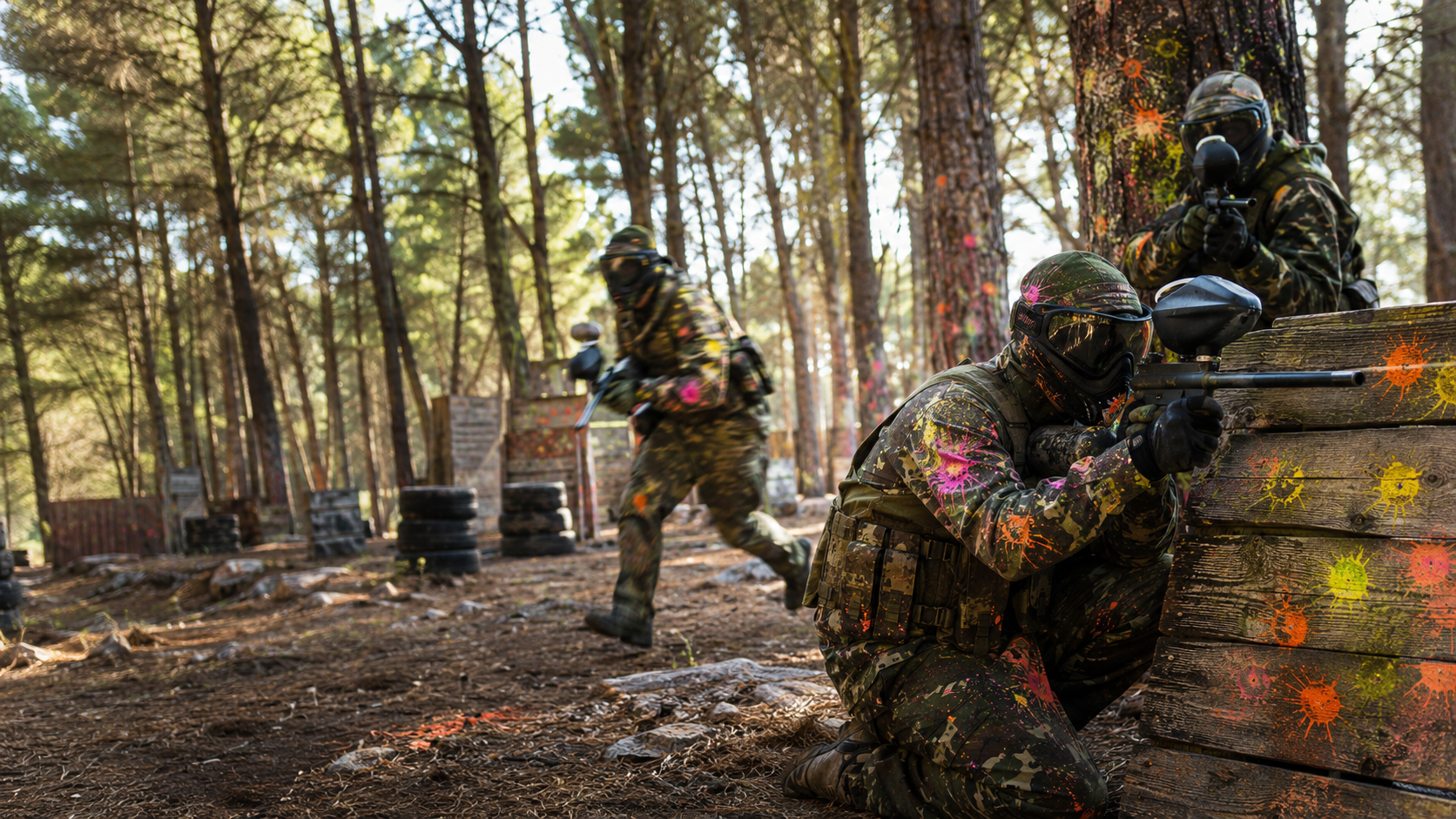 Paintball igrači u akciji u šumi na otoku Korčuli